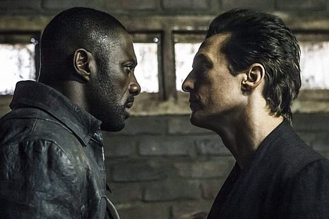 This image released by Sony Pictures shows Idris Elba, left, and Matthew McConaughey in the Columbia Pictures film, 'The Dark Tower.' | AP