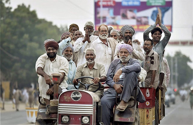 Followers of Gurmeet Ram Rahim Singh, the controversial head of religious sect Dera Sacha Sauda (DSS), on August 24, 2017, ahead of the verdict in the rape case against Gurmeet Ram Rahim. (Photo | AP)