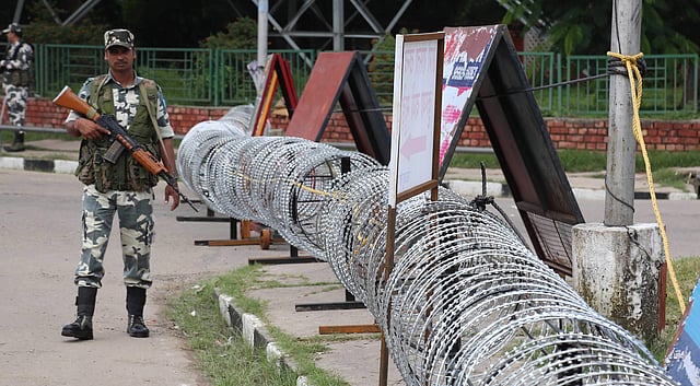 As many as 22 columns of the army and more than 15,000 paramilitary personnel have been deployed in Punjab, Haryana and Chandigarh, fearing violence in the event of a guilty verdict today afternoon. (Express Photo | Harpreet Bajwa)