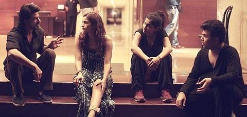 Gauri Shinde, the director of Dear Zindagi with Shah Rukh Khan, Alia Bhatt and Karan Johar (Photo | Twitter profile)