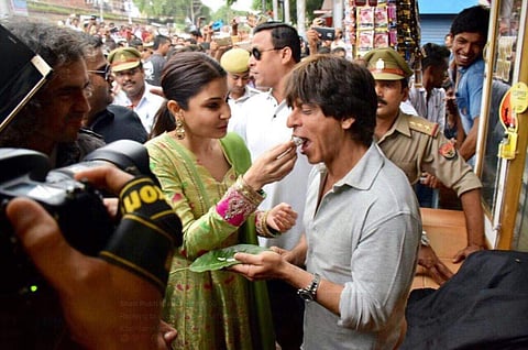 SRK-Anushka savours paan at Benares. (PTI photo)