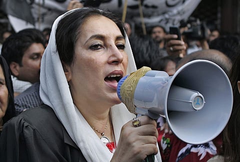 Former two-time premier Bhutto was killed in a gun and bombing attack in Rawalpindi on December 27, 2007 when she came out of park after addressing an election rally.  (File photo | AP)