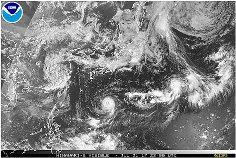 This satellite image released by the National Oceanic and Atmospheric Administration shows Typhoon Noru. (AP)