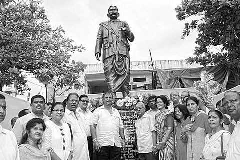 Tourism and Culture Minister Ashok Panda inaugurating statue of Upendra Bhanja at Kulada in Ganjam on Monday  | Express
