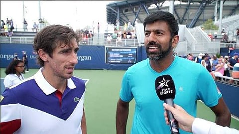 Rohan Bopanna and Uruguay's Pablo Cuevas beat US pair of Bradley Klahn and Scott Lipksy 1-6 6-3 6-4 in the opening round (Twitter/Andy May)