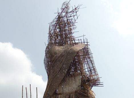 100-ft tall bamboo idol of Durga | EPS