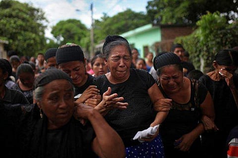 Relatives of a 38-year-old earthquake victim weep during his funeral in Juchitan, Oaxaca state, Mexico on Sept. 10, 2017. (Photo | AP)