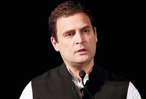 Congress Vice President Rahul Gandhi delivering a speech at Institute of International Studies at UC Berkeley California on Monday.  (PTI)