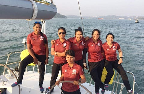 Vijaya (second from left) will set out on the sail-round-the-world voyage on September 9 | EPS