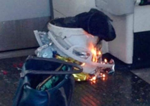 In this image made from video, fire raises at a southwest London subway station in London Friday, Sept. 15, 2017. | AP