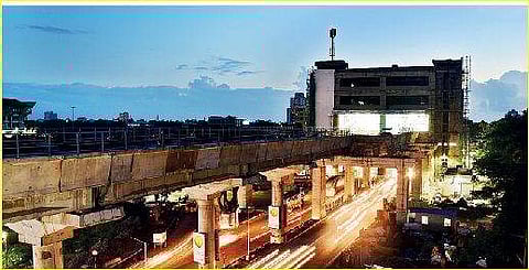 A night view of the Jawaharlal Nehru Stadium Station | albin mathew