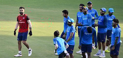 Indian team during the practice session ahead of the first ODI match against Australia in MAC Stadium Chennai. (Express |D Sampathkumar)