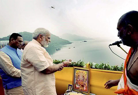 Prime Minister Narendra Modi inaugurated the ambitious 138 metre inter-state Sardar Sarovar Dam project on Narmada river on his 67th birthday on Sunday. | PTI