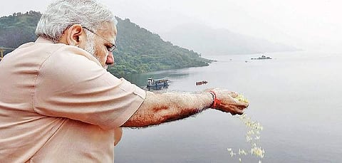 Prime Narendra Modi inaugurates the Sardar Sarovar Dam on Sunday