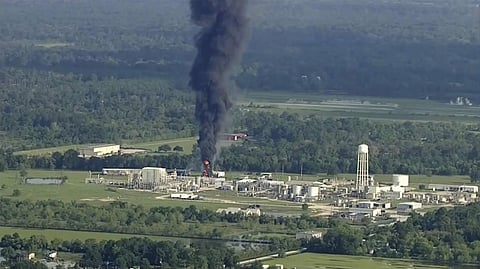 Smoke rises from a chemical plant in Crosby, near Houston, Texas, Friday, Sept. 1, 2017.(AP)