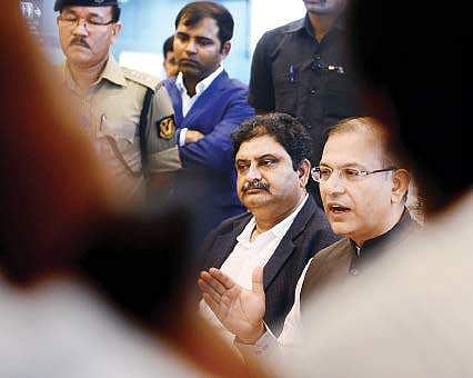 Jayant Sinha, Minister of State for Civil Aviation, addressing mediapersons in Chennai airport on Wedneday | shiba prasad sahu
