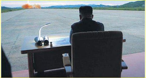 Kim Jong-un watches a nuclear missile launch. (File photo)