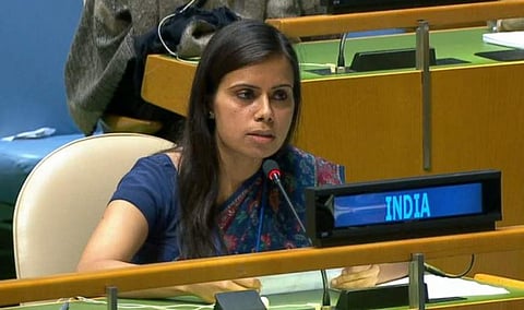 First Secretary in the Permanent Mission of India to the UN, Eenam Gambhir. (Photo courtesy: Twitter@ANI)