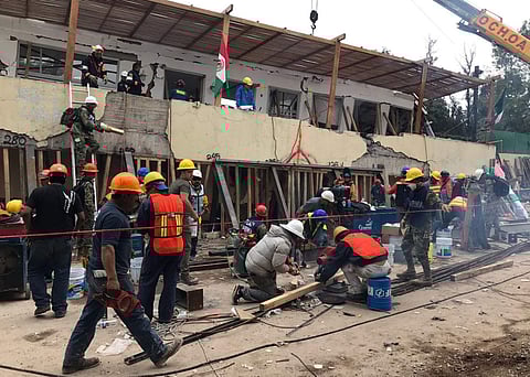 Search and rescue efforts continue at the Enrique Rebsamen school in Mexico City. (Photo | AP)