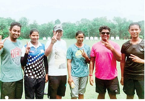 India’s recurve World Championship squad. Mangal Singh Champia is second from right. | Express Photo Service