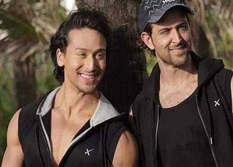 Bollywoood actors Tiger Shroff and Hrithik Roshan.