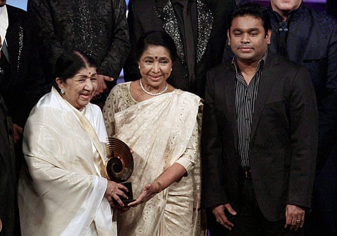 Here are a few memorable photographs of the veteran singer from our archives, along with other eminent names from various fields of work. In Pic:  Lata Mangeshkar receives Lifetime Achievement award from her sister Asha Bhosle and music composer A R Rahma