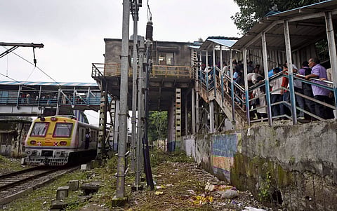 A view of the Elphinstone railway station's foot over bridge where a stampede took place in Mumbai on Friday. | PTI