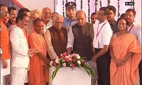 Lucknow Metro being flagged ofF. (Photo | ANI)