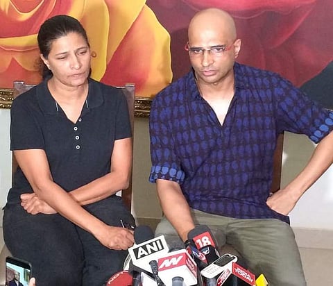 Slain journalist Gauri Lankesh's brother Indrajit, sister Kavita. (Photo | EPS)