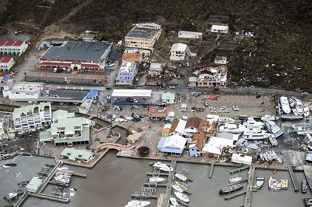 This photo shows storm damage in the aftermath of Hurricane Irma, in St. Maarten. (Photo | Dutch Defense Ministry via AP)