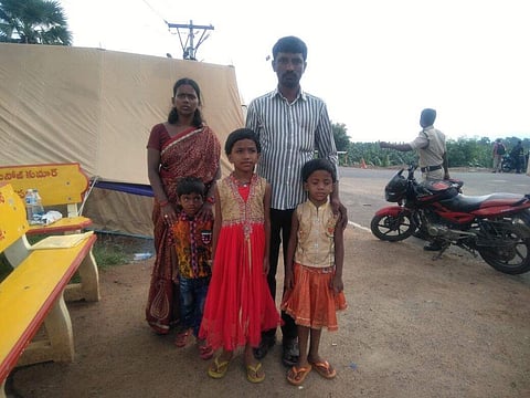 Srinivasa Reddy along with his wife and children arrived at the residence of the Chief Minister and attempted to consume pesticide. (Express Photo Service)