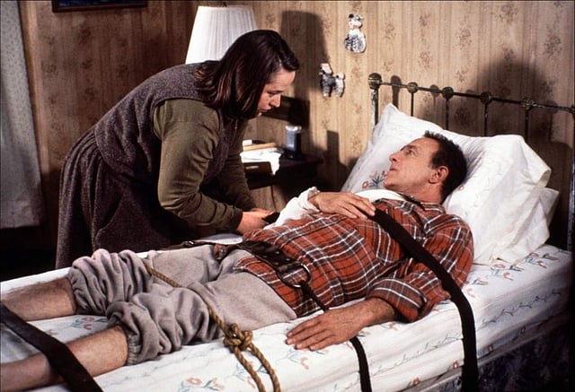 Featuring the indomitable James Caan in the lead, 'Misery' is about a psychotic fan who hold an author captive to write her stories. The film also stars Lauren Bacall, Kathy Bates (winning her an Oscar for Best Actress). Frances Sternhagen. Rob Reiner directed the movie based on King's novel by the same name.