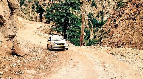 The treacherous road on the LAC which is used to move Indian troops