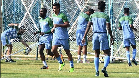 Mohun Bagan players during a practice session (Twitter/I-League)