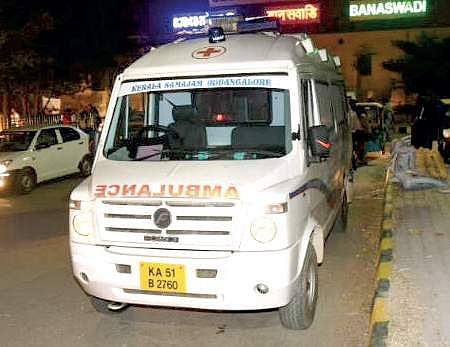 An ambulance was brought to help patients unable to walk | | nagaraja gadekal