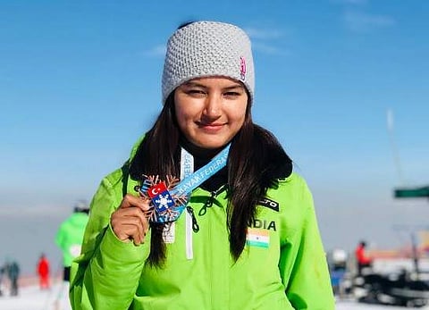 Aanchal Thakur became the first Indian to win an international medal in skiing when she won the bronze at Alpine Ejder 3200 Cup. (Photo: AanchalThakur/Twitter)
