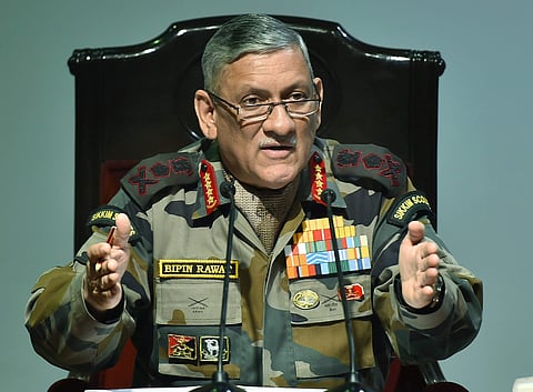 Army Chief Bipin Rawat addresses a press conference in New Delhi on Friday. | PTI