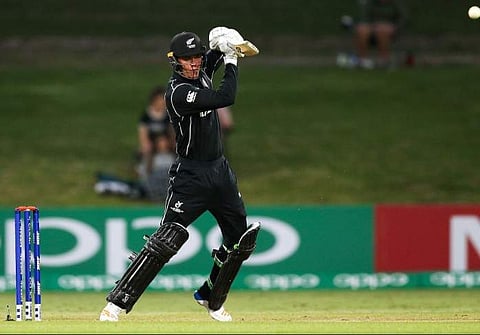 Man of the Match Finn Allen bats against Windies (Twitter/ICC)