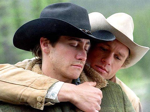 Jake Gyllenhaal and Heath Ledger in a screengrab from 'Brokeback Mountain'.