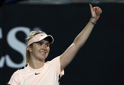Ukraine's Elina Svitolina celebrates win over Serbia's Ivana Jorovic during their first round match at the Australian Open | AP