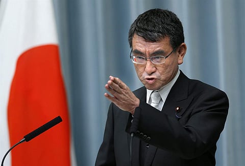 Japanese Foreign Minister Kono called the North's newfound receptiveness to dialogue an attempt to gain time for weapons development. (File | Associated Press)