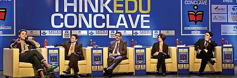 (L-R) Parmesh Shahani, Head, Godrej India Culture Lab, Venuguswamy Ramaswamy, Global Head, iON, TCS, C Velan, CEO & MD, IT Park & Regional Head, TATA Realty & Infrastructure, Rama Kirloskar, MD, Kirloskar Ebara Pumps Ltd, Dhruv Galgotia, CEO, Galgotias Un