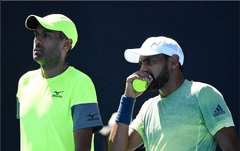 Divij Sharan and his partner Rajeev Ram (Twitter/Indian Tennis Daily)