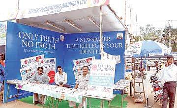 The New Indian Express stall at the Vijayawada book fair on Monday. | Express