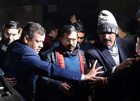 Delhi Chief Minister Arvind Kejriwal visits cracker factory which caught fire in north Delhi's Bawana Industrial Area on Saturday. | PTI