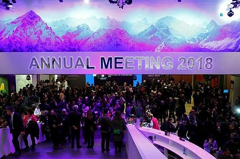 Attendees take part at a reception event after the Crystal Award ceremony during the World Economic Forum (WEF) annual meeting in Davos, Switzerland January 22, 2018. REUTERS