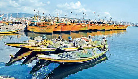 80 per cent fishing boats stay anchored on shore as catch dwindles in Andhra Pradesh