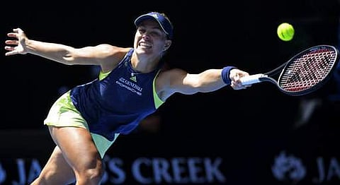 Germany's Angelique Kerber makes a forehand return to United States' Madison Keys during their quarterfinal at the Australian Open tennis championships in Melbourne. | Photo: AP