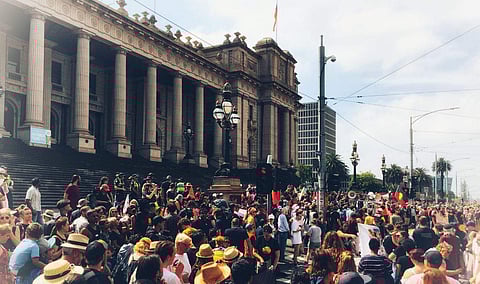 Turnout in Melbourne for Invasion Day protest. (Photo | twitter.com/@tsym0810)