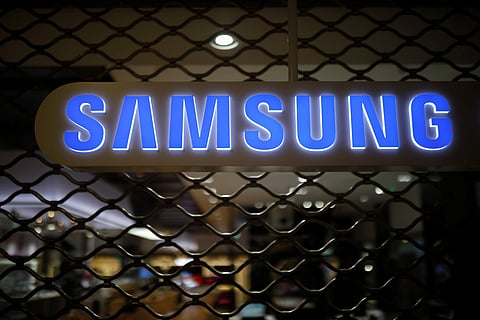 The logo of Samsung Electronics is seen at its office building in Seoul. (Photo | Reuters)